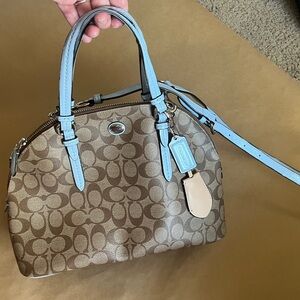 Coach Peyton Cora Domed Satchel Convertible Crossbody  Light Blue Straps F24606